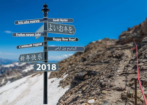 Wegweiser für ein glückliches neues Jahr — Stockfoto