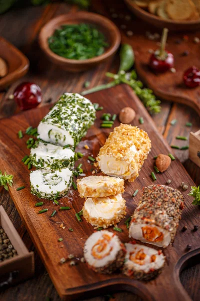 Assorted types of cottage cheese — Stock Photo, Image