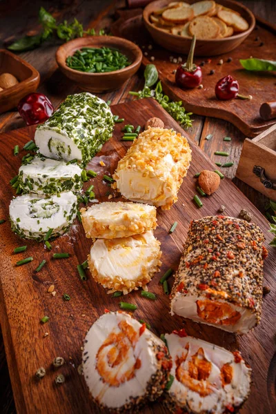 3 mini cheese appetizers — Stock Photo, Image