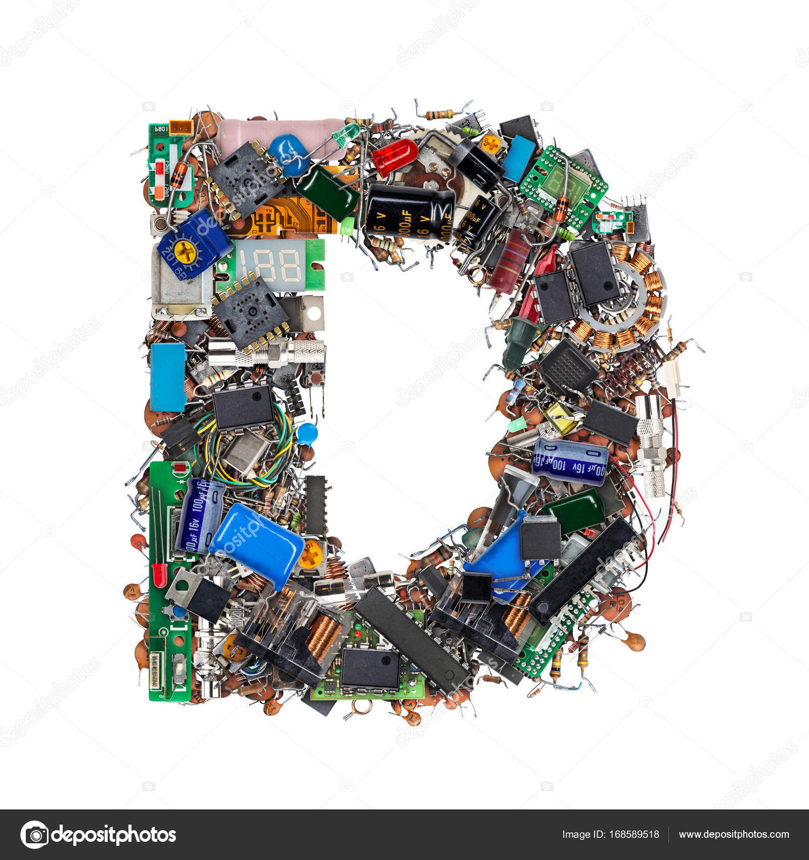 Letter D Made Of Electronic Components — Stock Photo © Grafvision