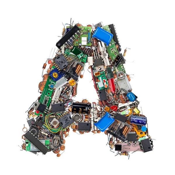 Letter A made of electronic components — Stock Photo, Image