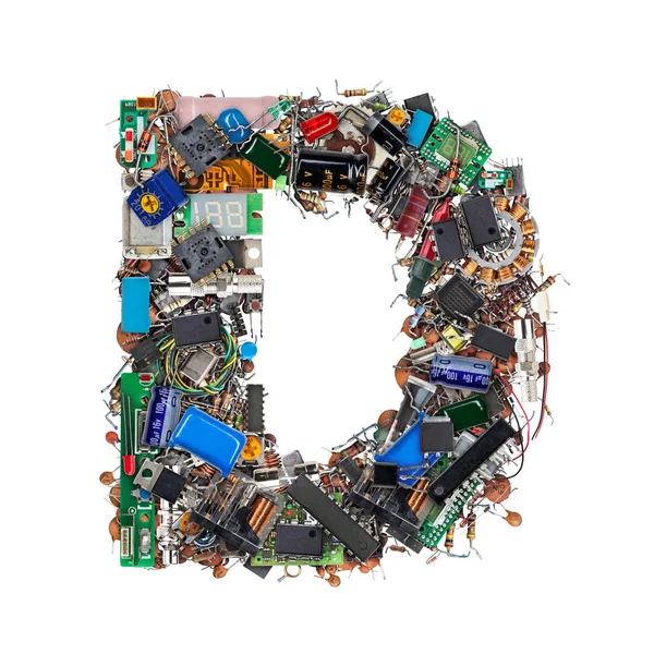 Letter D made of electronic components — Stock Photo, Image