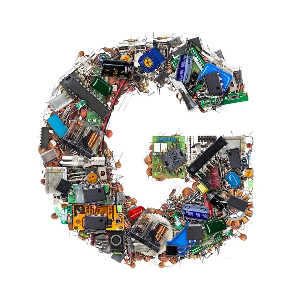 Letter G made of electronic components — Stock Photo, Image