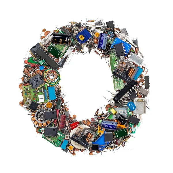 Letter O made of electronic components — Stock Photo, Image