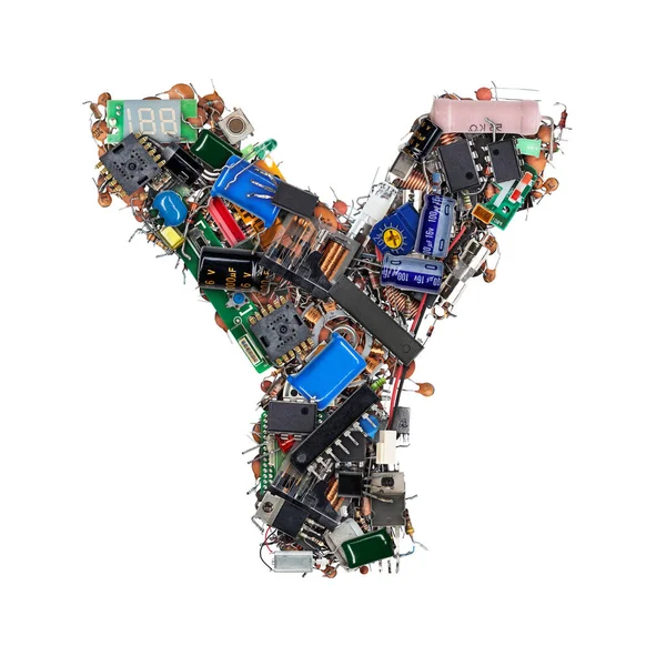Letter Y made of electronic components — Stock Photo, Image