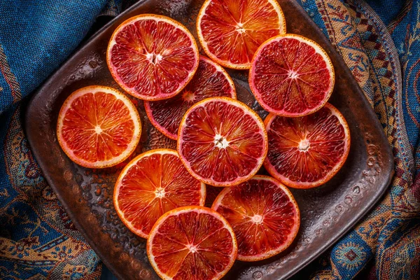 Szicíliai vért narancs szeletek Stock Kép