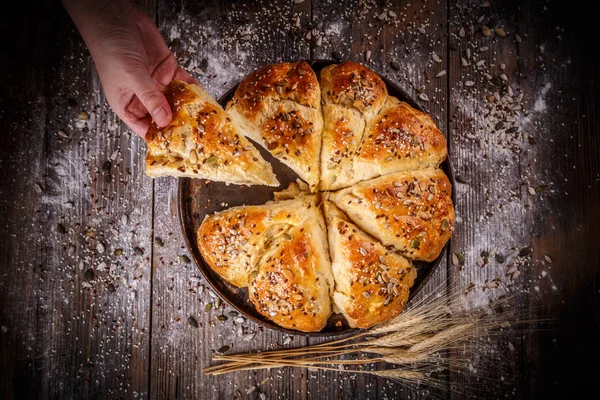 Homemade rustic triangle buns — Stock Photo, Image