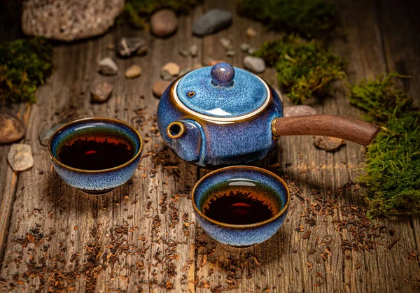 Cerimônia de chá chinês em madeira — Fotografia de Stock