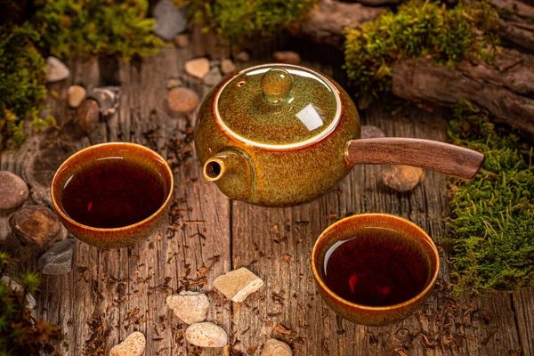 Traditional Asian tea ceremony in wood — Stock Photo, Image