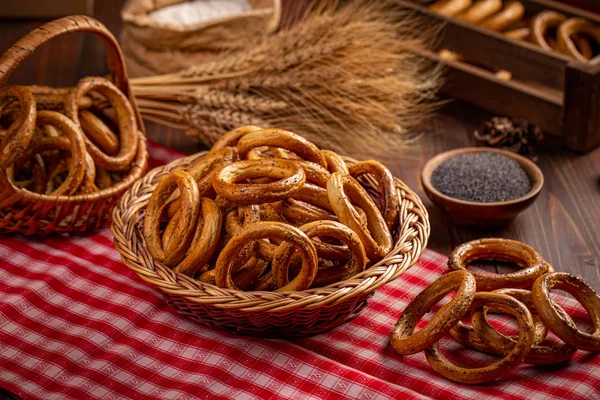Ronde pretzels Country stijl wicker — Stockfoto