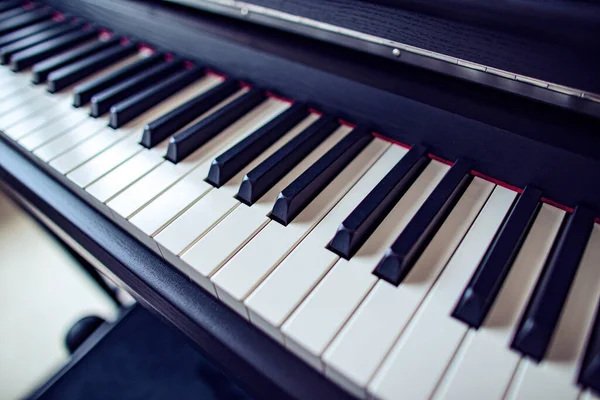 Fondo Teclado Piano Primer Plano Las Teclas Piano Instrumento Musical — Foto de Stock