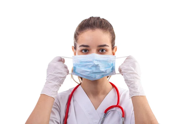 Hospital nurse use protective mask — Stock Photo, Image