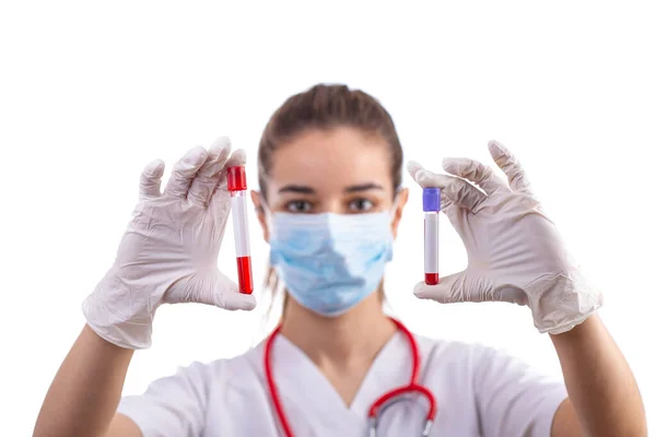 Blood sample in sample tube — Stock Photo, Image