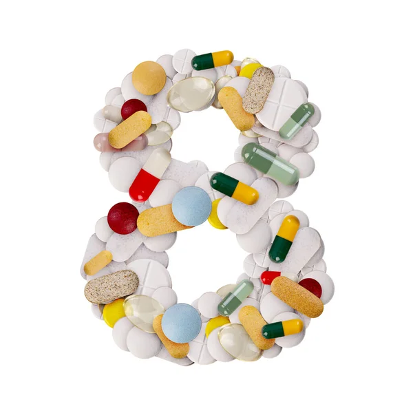 Number 8 made of pills — Stock Photo, Image