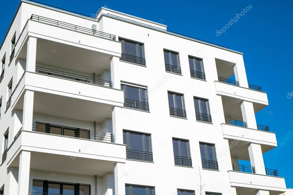 Detail of a white townhouse in Berlin