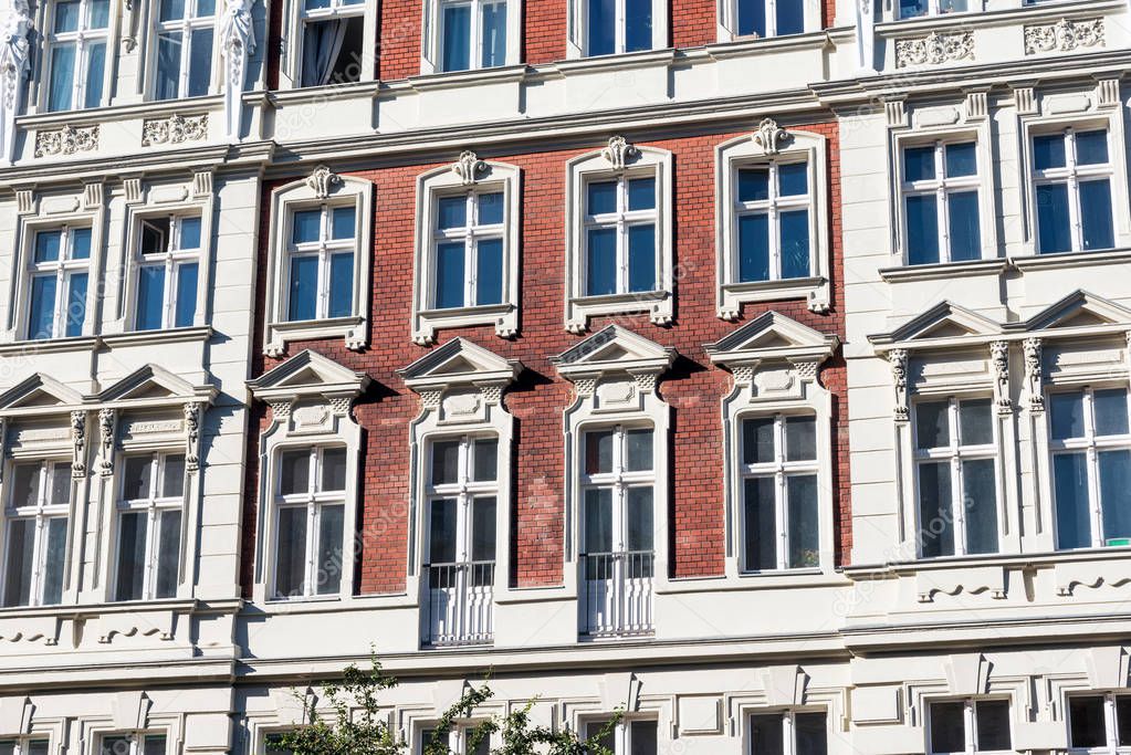 Facades of some old renovated houses in Berlin