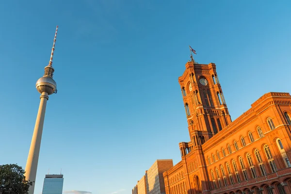 Television Tower and Town-hall in Berlin — Stock Photo, Image