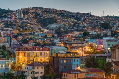 View over Valparaiso at dusk clipart