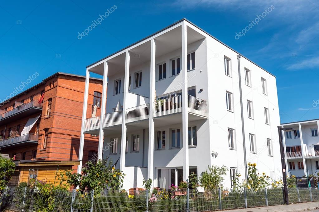 Modern white apartment house in Berlin