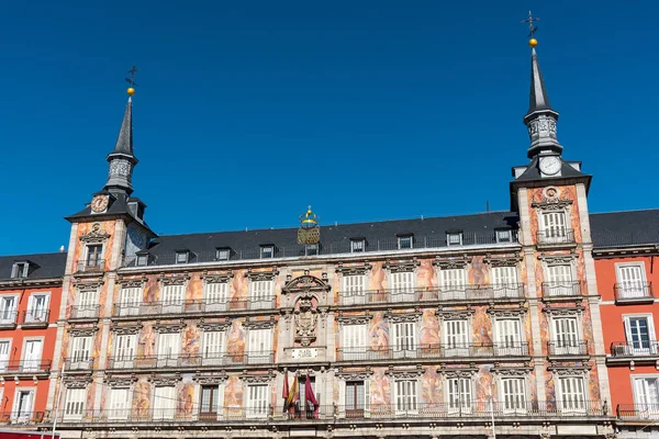 Detalj Plaza Mayor Madrid Med Casa Panaderia Bageri Hus — Stockfoto