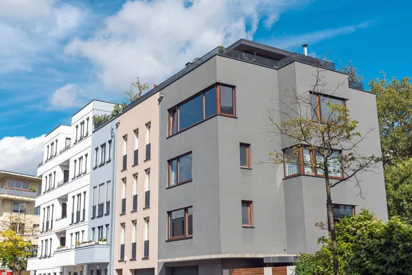 Modernas Casas Adosadas Vistas Una Nueva Zona Urbanización Berlín —  Fotos de Stock