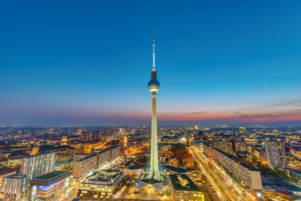 Downtown Berlin Famous Television Tower Sunset — Stock Photo, Image