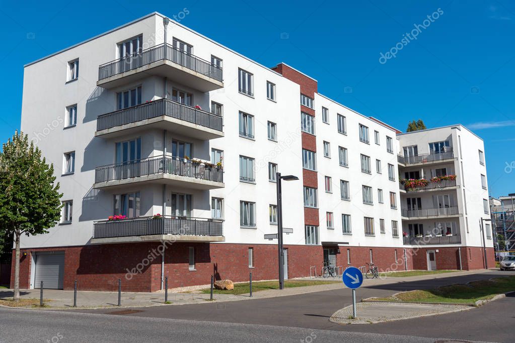 Modern home building seen in Berlin, Germany