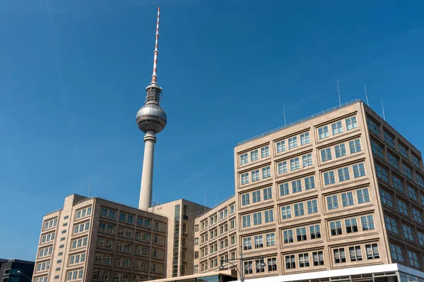 Famous Television Tower Some Buildings Gdr Times Sunny Day Berlin — Stock Photo, Image