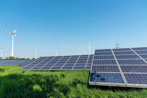 Generace Moc Přenosové Linky Obnovitelné Energie Německu — Stock fotografie