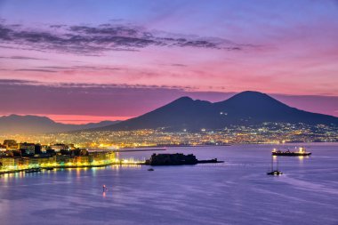 Mount Vesuvius and the gulf of Naples before sunrise clipart