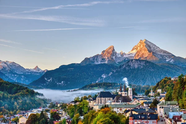 Město Berchtesgaden Mount Watzmann Bavorských Alpách — Stock fotografie