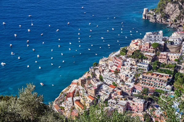 Vista Aérea Bela Cidade Positano Costa Italiana Amalfi — Fotografia de Stock