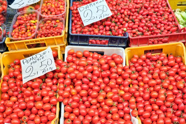 Pequeños Tomates Cherry Para Venta Mercado —  Fotos de Stock