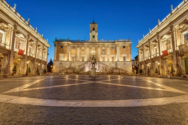 Piazza Del Campidoglio Capitoline Dombon Rómában Éjszaka — Stock Fotó