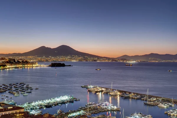 Vue Sur Golfe Naples Aube Avec Vésuve Arrière — Photo