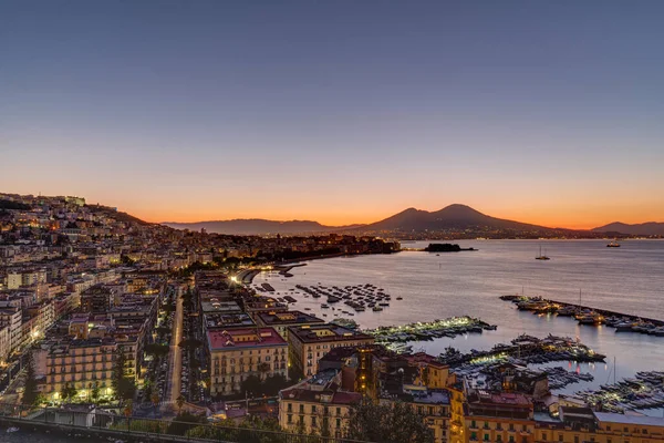Golfo Napoli Con Vesuvio Prima Dell Alba — Foto Stock