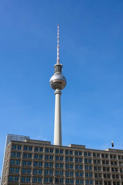 Famous Fernsehturm Berlin Clear Blue Sky — Stock Photo, Image