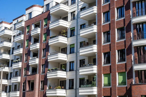 Facade of a modern apartment block in the Prenzlauer Berg district in Berlin