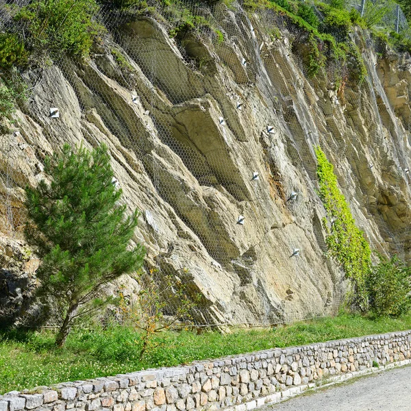 Safety net of rockfall in the mountains — Stock Photo, Image