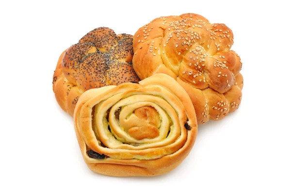 Collectie broodjes geïsoleerd op een witte — Stockfoto