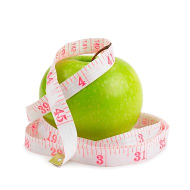 Kırmızı elma ve ölçü bandı