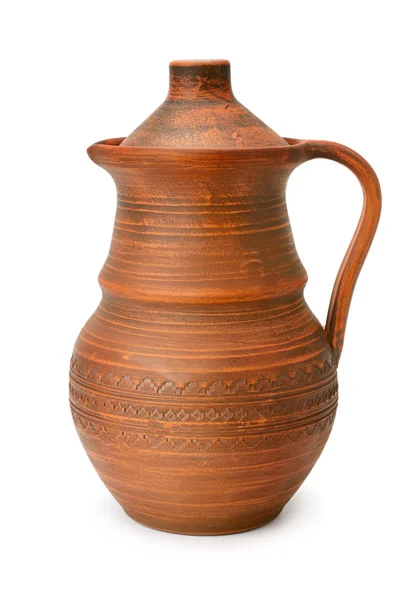 Clay jug isolated on white — Stock Photo, Image