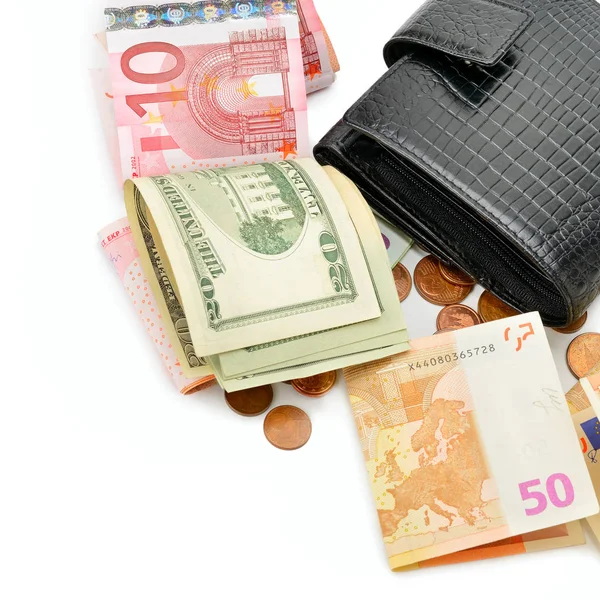 Purse and paper money — Stock Photo, Image