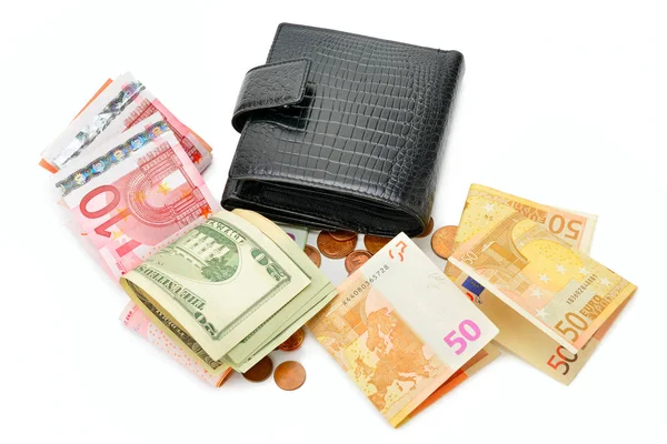 Purse and paper money — Stock Photo, Image