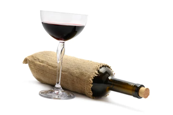Botella y copa de vino —  Fotos de Stock
