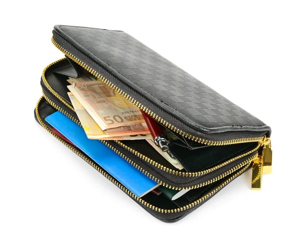 Billetera con documentos y dinero — Foto de Stock