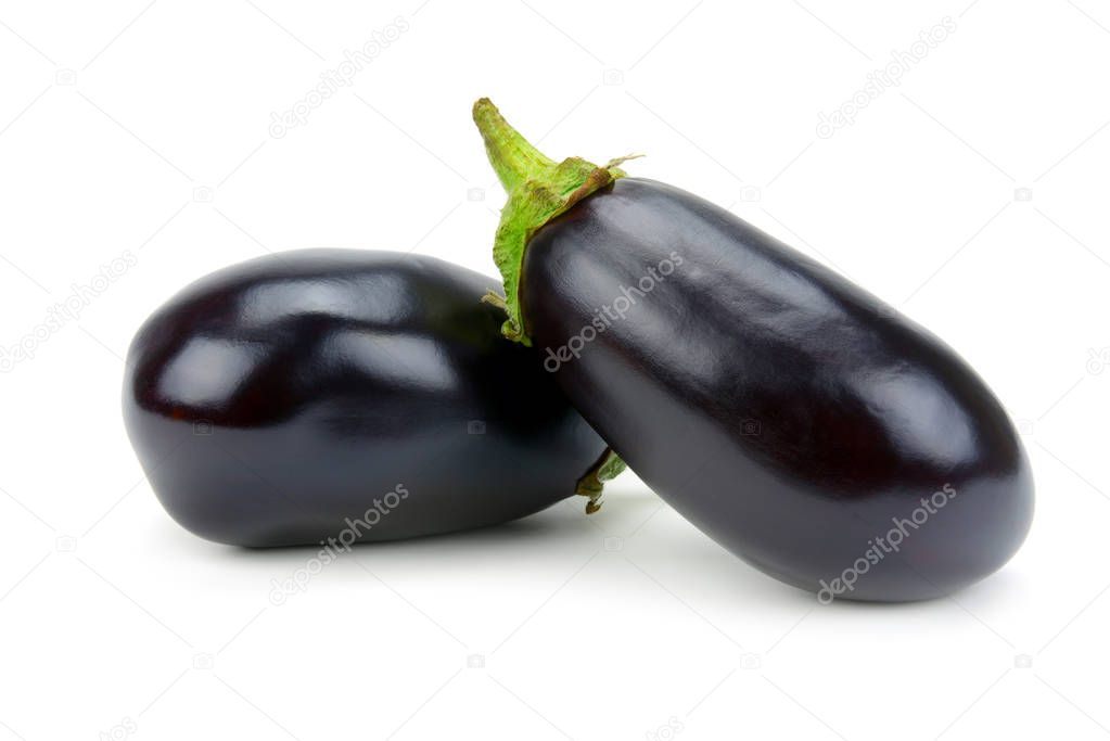 Two aubergine isolated on a white 