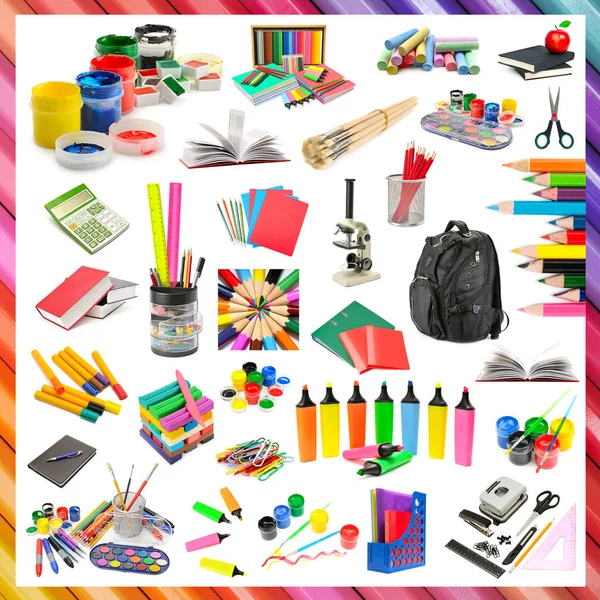 Verzameling briefpapier en school supplies — Stockfoto