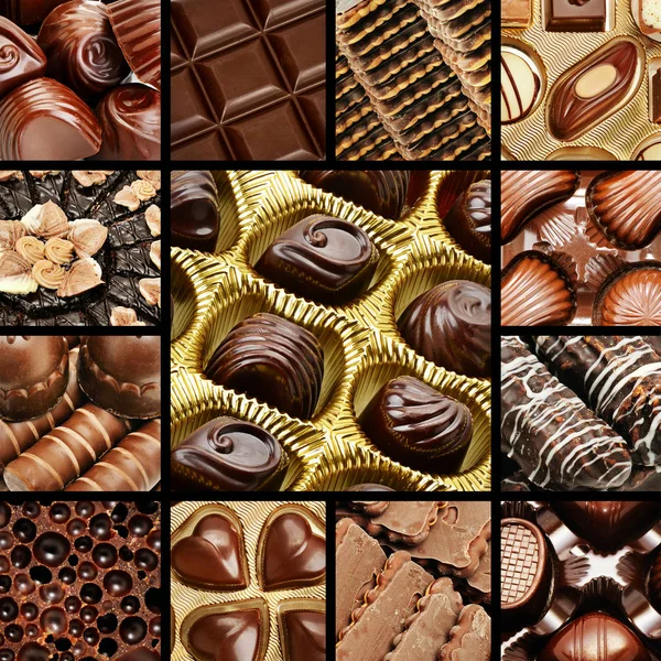 Collage de chocolats et biscuits . — Photo