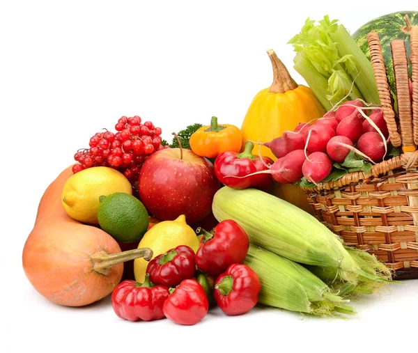 Composición de frutas y hortalizas en cesta — Foto de Stock